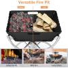 Giantex Folding Campfire Grill, Camping Grill with Stainless Steel Grates, Collapsible Aluminum Legs, Carry Bag, Portable Firewood Barbecue Grill for Backpacking Road Trips Outdoor Cooking(Black & Silver)