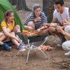 Giantex Folding Campfire Grill, Camping Grill with Stainless Steel Grates, Collapsible Aluminum Legs, Carry Bag, Portable Firewood Barbecue Grill for Backpacking Road Trips Outdoor Cooking(Black & Silver)