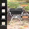 Giantex Folding Campfire Grill, Camping Grill with Stainless Steel Grates, Collapsible Aluminum Legs, Carry Bag, Portable Firewood Barbecue Grill for Backpacking Road Trips Outdoor Cooking(Black & Silver)