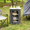 Giantex Folding Camping Storage Cabinet with 3 Shelves and Carry Bag, Portable Outdoor Organizer Kitchen Table, Quick Set-up for BBQ, Picnic, Backyard, Compact Pop-Up Cupboard, 35”H(Grey)