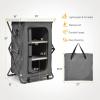 Giantex Folding Camping Storage Cabinet with 3 Shelves and Carry Bag, Portable Outdoor Organizer Kitchen Table, Quick Set-up for BBQ, Picnic, Backyard, Compact Pop-Up Cupboard, 35”H(Grey)