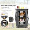 Giantex Folding Camping Storage Cabinet with 3 Shelves and Carry Bag, Portable Outdoor Organizer Kitchen Table, Quick Set-up for BBQ, Picnic, Backyard, Compact Pop-Up Cupboard, 35”H(Grey)