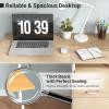 Giantex Folding Desk for Small Space, Rolling Home Office Desk with 3 Drawers & Lockable Universal Wheels, Mobile Study Writing Desk for Dorm Apartment Bedroom, Brown(Natural)