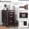 Giantex Folding Desk for Small Space, Rolling Home Office Desk with 3 Drawers & Lockable Universal Wheels, Mobile Study Writing Desk for Dorm Apartment Bedroom, Brown(Brown)