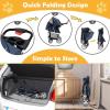Giantex Folding Dog Stroller for Small Medium Dogs Cats Puppy, 4 Lockable Wheels Cat Stroller Pet Travel Carrier Strolling Cart, Safety Belt, Removable Liner and Storage Basket (Navy)(Navy Blue)