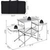 Giantex Folding Grill Table with 26” Main Tabletop, Portable Aluminum Camping Table, Carrying Bag, Quick Set-up, Outdoor Camping Kitchen Food Prep Station for Picnic Tailgating RVing Backyard