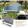 Giantex Folding Grill Table with 26” Tabletop and Detachable Windscreen, Aluminum Portable Camp Cook Station Carry Bag Quick Set-up, BBQ Camping Picnic Backyard Outdoor Camping Kitchen Table (Grey)(Grey)
