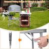 Giantex Folding Grill Table with 26” Tabletop and Detachable Windscreen, Aluminum Portable Camp Cook Station Carry Bag Quick Set-up, BBQ Camping Picnic Backyard Outdoor Camping Kitchen Table (Grey)(Brown)