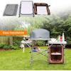Giantex Folding Grill Table with 26” Tabletop and Detachable Windscreen, Aluminum Portable Camp Cook Station Carry Bag Quick Set-up, BBQ Camping Picnic Backyard Outdoor Camping Kitchen Table (Grey)(Brown)