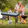 Giantex Folding Ice Table with Drain, 4 ft Portable Cooler with Removable Skirt, No Assembly, Fill and Chill Table for Food Drink Beverage, Foldable Party Ice Bin for Camping BBQ Outdoor, White(Black)