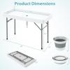 Giantex Folding Ice Table with Drain, 4 ft Portable Cooler with Removable Skirt, No Assembly, Fill and Chill Table for Food Drink Beverage, Foldable Party Ice Bin for Camping BBQ Outdoor, White(White)