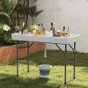 Giantex Folding Ice Table with Drain, 4 ft Portable Cooler with Removable Skirt, No Assembly, Fill and Chill Table for Food Drink Beverage, Foldable Party Ice Bin for Camping BBQ Outdoor, White(White)