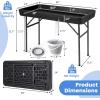 Giantex Folding Ice Table with Drain, 4 ft Portable Cooler with Removable Skirt, No Assembly, Fill and Chill Table for Food Drink Beverage, Foldable Party Ice Bin for Camping BBQ Outdoor, White(Black)