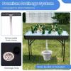Giantex Folding Ice Table with Drain, 4 ft Portable Cooler with Removable Skirt, No Assembly, Fill and Chill Table for Food Drink Beverage, Foldable Party Ice Bin for Camping BBQ Outdoor, White(Black)