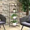 Giantex Folding Metal Plant Rack, 4 Tiers Corner Shelf Plant Stand, Flower Pots Holder Display Rack Storage Shelves for Balcony Patio Living Room