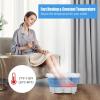 Giantex Foot Spa, Foot Bath Massager with Heat, Collapsible Design, Bubbles, Rollers, Pumice Stone, Scrub Brush, Folding 3 in 1 Footbath Tub, Foldable Foot Soaking Tub for Feet Stress Relief, Blue