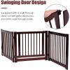 Giantex Freestanding Pet Gate with Door, 24inch 3 Panels Wooden Dog Gate with Walk Through Door, Foldable Pet Safety Puppy Fence Adjustable Pen for House Doorway Stairs