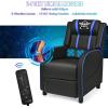 Giantex Gaming Recliner Chair, Adjustable Massage Gaming Chairs for Adults, Ergonomic Comfortable Lounge Leather Sofa w/Footrest, Remote Control & Side Pocket, Racing Style Single Sofa Recliners, Red(Blue)