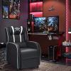 Giantex Gaming Recliner Chair, Adjustable Massage Gaming Chairs for Adults, Ergonomic Comfortable Lounge Leather Sofa w/Footrest, Remote Control & Side Pocket, Racing Style Single Sofa Recliners, Red(White)