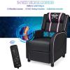 Giantex Gaming Recliner Chair, Adjustable Massage Gaming Chairs for Adults, Ergonomic Comfortable Lounge Leather Sofa w/Footrest, Remote Control & Side Pocket, Racing Style Single Sofa Recliners, Red(Pink)