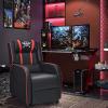 Giantex Gaming Recliner Chair, Adjustable Massage Gaming Chairs for Adults, Ergonomic Comfortable Lounge Leather Sofa w/Footrest, Remote Control & Side Pocket, Racing Style Single Sofa Recliners, Red(Red)