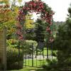 Giantex Garden Arbor Trellis with Door, 7.5FT Metal Garden Arch with Gate and Stakes for Climbing Plants Rose Vine, Arbors and Trellises Pergola for Lawn Patio Wedding Bridal Party Decoration