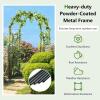 Giantex Garden Arbor with Gate, 7.5FT Metal Arch Trellis for Climbing Plants Rose Ivy, Archway Pergola with Flower Door, 4 Stakes, Garden Arch for Wedding Ceremony Bridal Party Decoration(Arch)