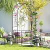 Giantex Garden Arbor with Gate, 7.5FT Metal Arch Trellis for Climbing Plants Rose Ivy, Archway Pergola with Flower Door, 4 Stakes, Garden Arch for Wedding Ceremony Bridal Party Decoration(Gate & Planters)
