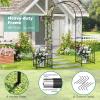Giantex Garden Arbor with Gate, 7.5FT Metal Arch Trellis for Climbing Plants Rose Ivy, Archway Pergola with Flower Door, 4 Stakes, Garden Arch for Wedding Ceremony Bridal Party Decoration(Planters)