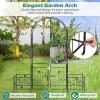 Giantex Garden Arbor with Gate, 7.5FT Metal Arch Trellis for Climbing Plants Rose Ivy, Archway Pergola with Flower Door, 4 Stakes, Garden Arch for Wedding Ceremony Bridal Party Decoration(Gate & Planters)