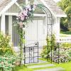 Giantex Garden Arbor with Gate, 7.5FT Metal Arch Trellis for Climbing Plants Rose Ivy, Archway Pergola with Flower Door, 4 Stakes, Garden Arch for Wedding Ceremony Bridal Party Decoration(Gate)