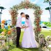 Giantex Garden Arch Trellis, 67”W x 83”H Metal Arbor with Corrugated PE-Coated Steel Tubes & Lattice Panels for Climbing Plants, Decorative Wedding Arch for Yard, Lawn, Party & Outdoor Events