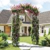 Giantex Garden Arch Trellis, 67”W x 83”H Metal Arbor with Corrugated PE-Coated Steel Tubes & Lattice Panels for Climbing Plants, Decorative Wedding Arch for Yard, Lawn, Party & Outdoor Events