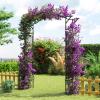 Giantex Garden Arch Trellis, 67”W x 83”H Metal Arbor with Corrugated PE-Coated Steel Tubes & Lattice Panels for Climbing Plants, Decorative Wedding Arch for Yard, Lawn, Party & Outdoor Events