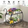 Giantex Garden Cart Metal Plant Stand with 4 Decorative Wheels, Succulent Collection Flower Pot Holder Display Shelf for Home Patio Garden Flower Shop, Parisian Style Plant Potted Rack (2-Tier)