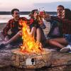 Giantex Gas Fire Pit, 28 Inch 40,000 BTU Propane Fire Pit Outdoor w/Natural Stone, Cover, ETL Certification, Stainless-Steel Gas Burner w/Electronic Ignition Lava Rock (Brown)(Brown)