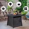 Giantex Gas Fire Table, 30 Inch Square Firepit Table 50,000BTU Fire Pits Tables w/Waterproof Cover, ETL and CSA Certification Patio Auto-Ignition Propane Heater Fireplace Table w/Lava Rock (Black)(Black)