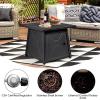 Giantex Gas Fire Table, 30 Inch Square Firepit Table 50,000BTU Fire Pits Tables w/Waterproof Cover, ETL and CSA Certification Patio Auto-Ignition Propane Heater Fireplace Table w/Lava Rock (Black)(Black)
