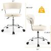 Giantex Home Office Chair, Faux Fur Low Back Swivel Leisure Chair w/Height Adjustable Padded Seat, Rolling Armless Vanity Chair w/Galvanized Steel Frame for Bedroom Study Guest Room, White(White)