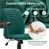 Giantex Home Office Desk Chair Green, Vintage Adjustable Swivel Rolling Chair with Copper Wheels & Armrest, Mid Century Leisure Chair, Velvet Upholstered Computer Chair for Work, Study(Green)