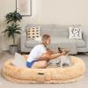 Giantex Human Dog Bed – 71″ x 45″ Large Human Size Dog Bed for Adult, Orthopedic Egg Crate Foam, Washable Faux Fur Bed Cover, Blanket, Pillow, for Pets and People Doze Off Napping (Brown)(Brown)
