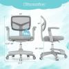 Giantex Kids Desk Chair, Ergonomic Adjustable Teen Task Chair w/Y-Shaped Lumbar Support, Armrest & Universal Wheels, Mesh Kid Office Chair for Sturdy, Kids Computer Chair for Boys & Girls 4-12, Grey(Grey)