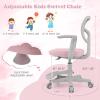 Giantex Kids Desk Chair, Ergonomic Adjustable Teen Task Chair w/Y-Shaped Lumbar Support, Armrest & Universal Wheels, Mesh Kid Office Chair for Sturdy, Kids Computer Chair for Boys & Girls 4-12, Grey(Pink)