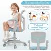 Giantex Kids Desk Chair, Ergonomic Adjustable Teen Task Chair w/Y-Shaped Lumbar Support, Armrest & Universal Wheels, Mesh Kid Office Chair for Sturdy, Kids Computer Chair for Boys & Girls 4-12, Grey(Blue)