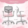 Giantex Kids Desk Chair, Ergonomic Adjustable Teen Task Chair w/Y-Shaped Lumbar Support, Armrest & Universal Wheels, Mesh Kid Office Chair for Sturdy, Kids Computer Chair for Boys & Girls 4-12, Grey(Pink)