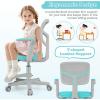 Giantex Kids Desk Chair, Ergonomic Adjustable Teen Task Chair w/Y-Shaped Lumbar Support, Armrest & Universal Wheels, Mesh Kid Office Chair for Sturdy, Kids Computer Chair for Boys & Girls 4-12, Grey(Turquoise)