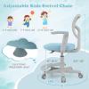 Giantex Kids Desk Chair, Ergonomic Adjustable Teen Task Chair w/Y-Shaped Lumbar Support, Armrest & Universal Wheels, Mesh Kid Office Chair for Sturdy, Kids Computer Chair for Boys & Girls 4-12, Grey(Blue)