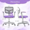 Giantex Kids Desk Chair, Ergonomic Adjustable Teen Task Chair w/Y-Shaped Lumbar Support, Armrest & Universal Wheels, Mesh Kid Office Chair for Sturdy, Kids Computer Chair for Boys & Girls 4-12, Grey(Purple)
