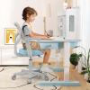 Giantex Kids Desk Chair, Ergonomic Adjustable Teen Task Chair w/Y-Shaped Lumbar Support, Armrest & Universal Wheels, Mesh Kid Office Chair for Sturdy, Kids Computer Chair for Boys & Girls 4-12, Grey(Blue)