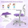 Giantex Kids Desk Chair, Ergonomic Adjustable Teen Task Chair w/Y-Shaped Lumbar Support, Armrest & Universal Wheels, Mesh Kid Office Chair for Sturdy, Kids Computer Chair for Boys & Girls 4-12, Grey(Purple)